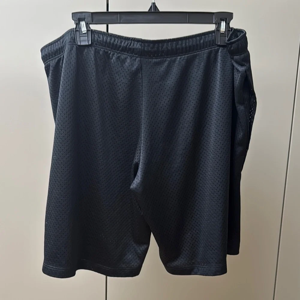 BRIAN LICHTENBERG Vintage Black Mesh Shorts with White 'Ballin' Text - Picture 7 of 8